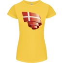 Curled Denmark Flag Danish Day Football Womens Petite Cut T-Shirt Yellow