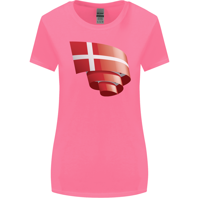 Curled Denmark Flag Danish Day Football Womens Wider Cut T-Shirt Azalea