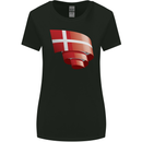 Curled Denmark Flag Danish Day Football Womens Wider Cut T-Shirt Black