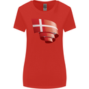 Curled Denmark Flag Danish Day Football Womens Wider Cut T-Shirt Red