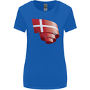 Curled Denmark Flag Danish Day Football Womens Wider Cut T-Shirt Royal Blue