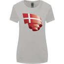 Curled Denmark Flag Danish Day Football Womens Wider Cut T-Shirt Sports Grey