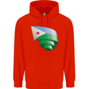 Curled Djibouti Flag Djiboutians Day Football Childrens Kids Hoodie Bright Red