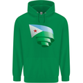 Curled Djibouti Flag Djiboutians Day Football Childrens Kids Hoodie Irish Green