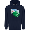 Curled Djibouti Flag Djiboutians Day Football Childrens Kids Hoodie Navy Blue