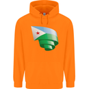 Curled Djibouti Flag Djiboutians Day Football Childrens Kids Hoodie Orange