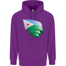 Curled Djibouti Flag Djiboutians Day Football Childrens Kids Hoodie Purple