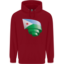 Curled Djibouti Flag Djiboutians Day Football Childrens Kids Hoodie Red