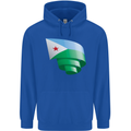 Curled Djibouti Flag Djiboutians Day Football Childrens Kids Hoodie Royal Blue