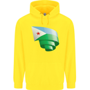 Curled Djibouti Flag Djiboutians Day Football Childrens Kids Hoodie Yellow