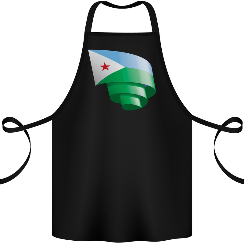 Curled Djibouti Flag Djiboutians Day Football Cotton Apron 100% Organic Black