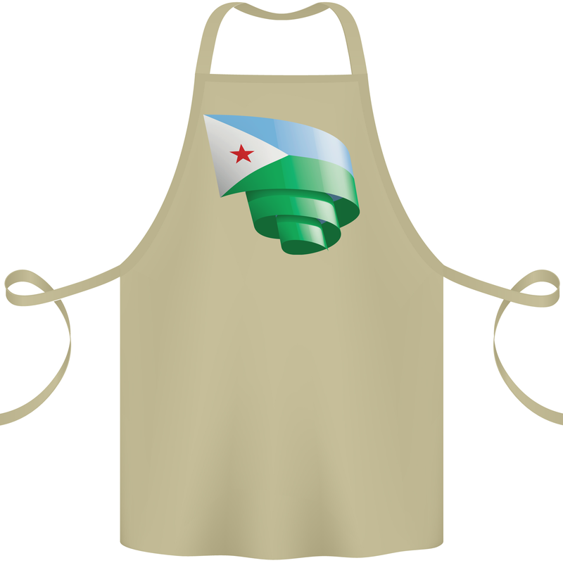 Curled Djibouti Flag Djiboutians Day Football Cotton Apron 100% Organic Khaki