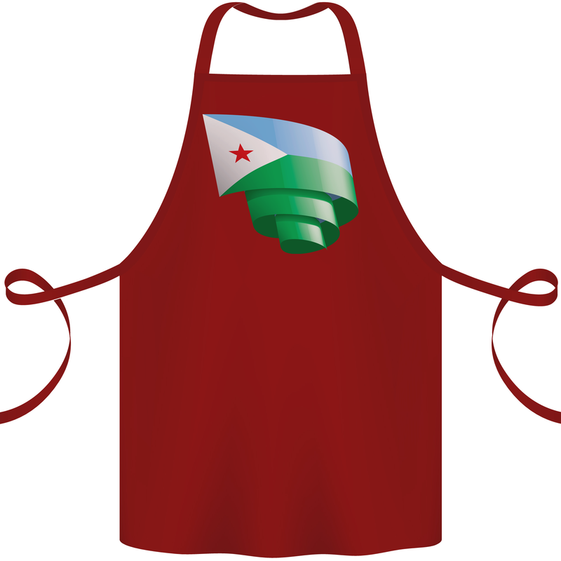 Curled Djibouti Flag Djiboutians Day Football Cotton Apron 100% Organic Maroon