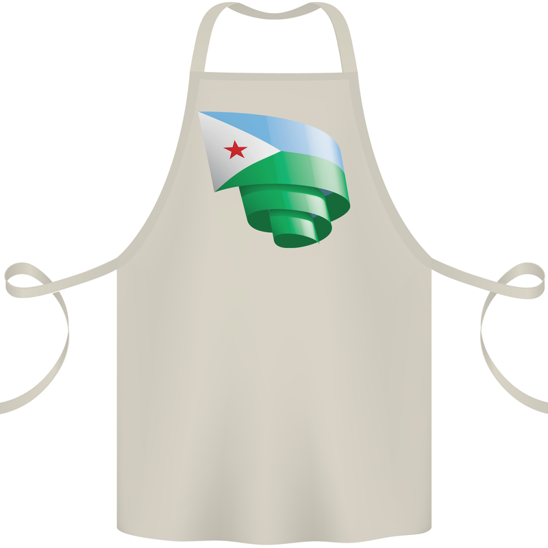 Curled Djibouti Flag Djiboutians Day Football Cotton Apron 100% Organic Natural