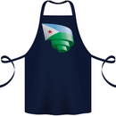 Curled Djibouti Flag Djiboutians Day Football Cotton Apron 100% Organic Navy Blue