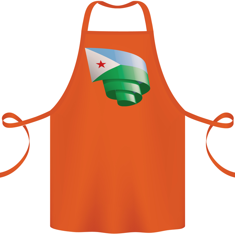 Curled Djibouti Flag Djiboutians Day Football Cotton Apron 100% Organic Orange