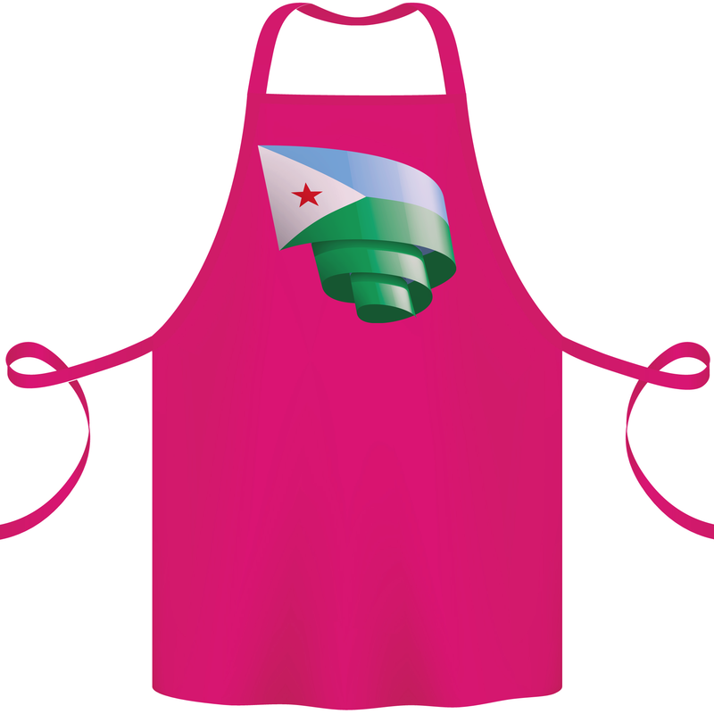 Curled Djibouti Flag Djiboutians Day Football Cotton Apron 100% Organic Pink