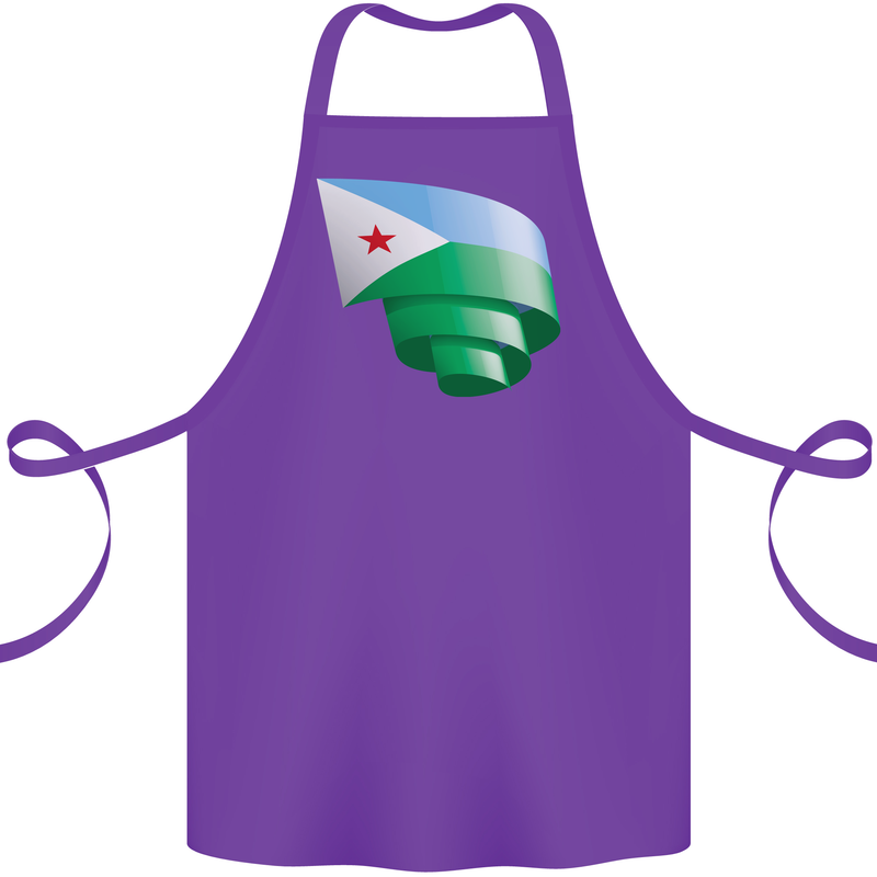 Curled Djibouti Flag Djiboutians Day Football Cotton Apron 100% Organic Purple