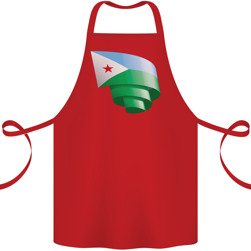 Curled Djibouti Flag Djiboutians Day Football Cotton Apron 100% Organic Red