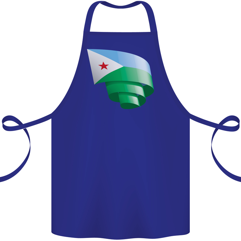 Curled Djibouti Flag Djiboutians Day Football Cotton Apron 100% Organic Royal Blue