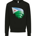 Curled Djibouti Flag Djiboutians Day Football Kids Sweatshirt Jumper Black