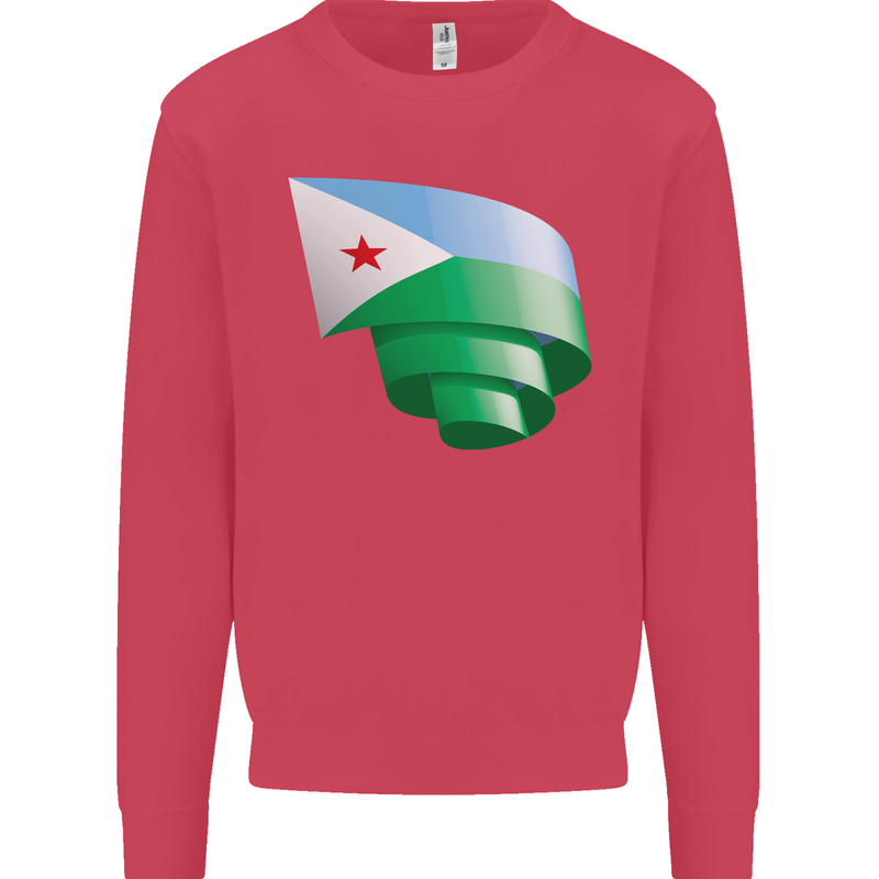 Curled Djibouti Flag Djiboutians Day Football Kids Sweatshirt Jumper Heliconia