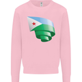 Curled Djibouti Flag Djiboutians Day Football Kids Sweatshirt Jumper Light Pink