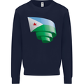 Curled Djibouti Flag Djiboutians Day Football Kids Sweatshirt Jumper Navy Blue