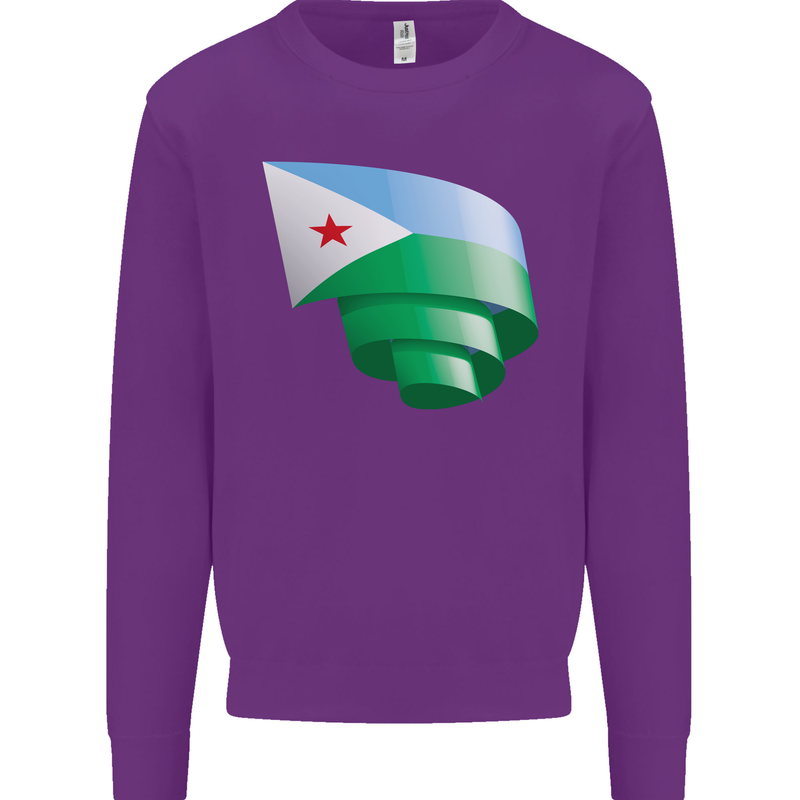 Curled Djibouti Flag Djiboutians Day Football Kids Sweatshirt Jumper Purple