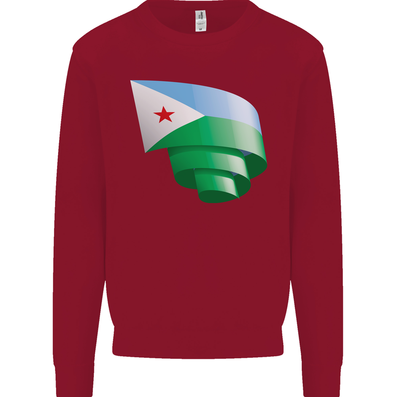 Curled Djibouti Flag Djiboutians Day Football Kids Sweatshirt Jumper Red
