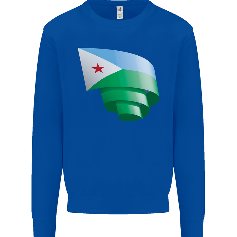 Curled Djibouti Flag Djiboutians Day Football Kids Sweatshirt Jumper Royal Blue