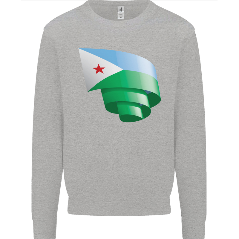 Curled Djibouti Flag Djiboutians Day Football Kids Sweatshirt Jumper Sports Grey