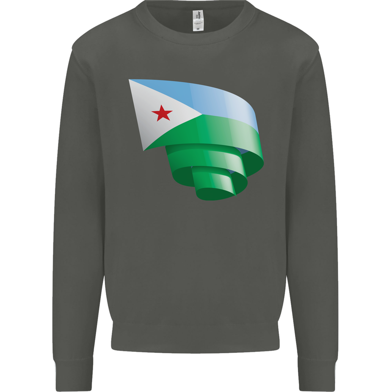 Curled Djibouti Flag Djiboutians Day Football Kids Sweatshirt Jumper Storm Grey