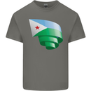 Curled Djibouti Flag Djiboutians Day Football Kids T-Shirt Childrens Charcoal