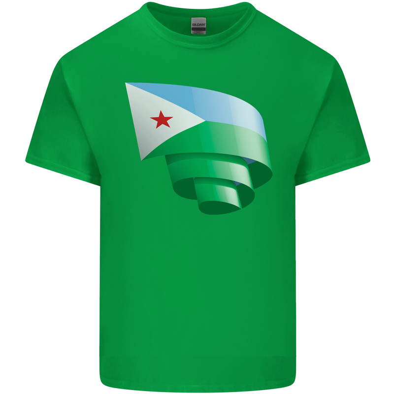 Curled Djibouti Flag Djiboutians Day Football Kids T-Shirt Childrens Irish Green