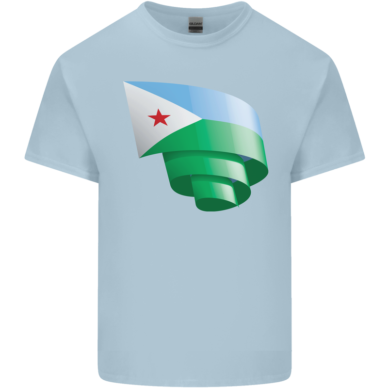 Curled Djibouti Flag Djiboutians Day Football Kids T-Shirt Childrens Light Blue