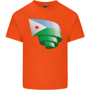 Curled Djibouti Flag Djiboutians Day Football Kids T-Shirt Childrens Orange