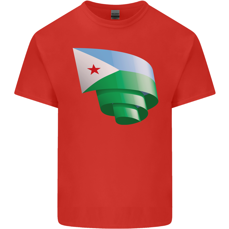 Curled Djibouti Flag Djiboutians Day Football Kids T-Shirt Childrens Red