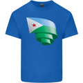 Curled Djibouti Flag Djiboutians Day Football Kids T-Shirt Childrens Royal Blue