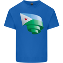 Curled Djibouti Flag Djiboutians Day Football Kids T-Shirt Childrens Royal Blue
