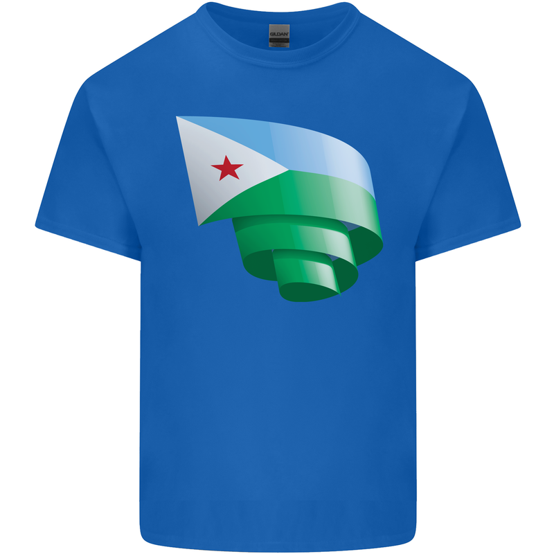 Curled Djibouti Flag Djiboutians Day Football Kids T-Shirt Childrens Royal Blue