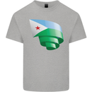 Curled Djibouti Flag Djiboutians Day Football Kids T-Shirt Childrens Sports Grey
