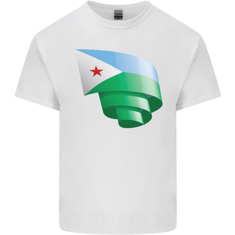 Curled Djibouti Flag Djiboutians Day Football Kids T-Shirt Childrens White
