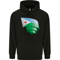 Curled Djibouti Flag Djiboutians Day Football Mens 80% Cotton Hoodie Black