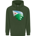 Curled Djibouti Flag Djiboutians Day Football Mens 80% Cotton Hoodie Forest Green