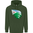 Curled Djibouti Flag Djiboutians Day Football Mens 80% Cotton Hoodie Forest Green