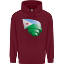 Curled Djibouti Flag Djiboutians Day Football Mens 80% Cotton Hoodie Maroon