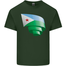 Curled Djibouti Flag Djiboutians Day Football Mens Cotton T-Shirt Tee Top Forest Green