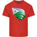 Curled Djibouti Flag Djiboutians Day Football Mens Cotton T-Shirt Tee Top Red