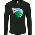 Curled Djibouti Flag Djiboutians Day Football Mens Long Sleeve T-Shirt Black